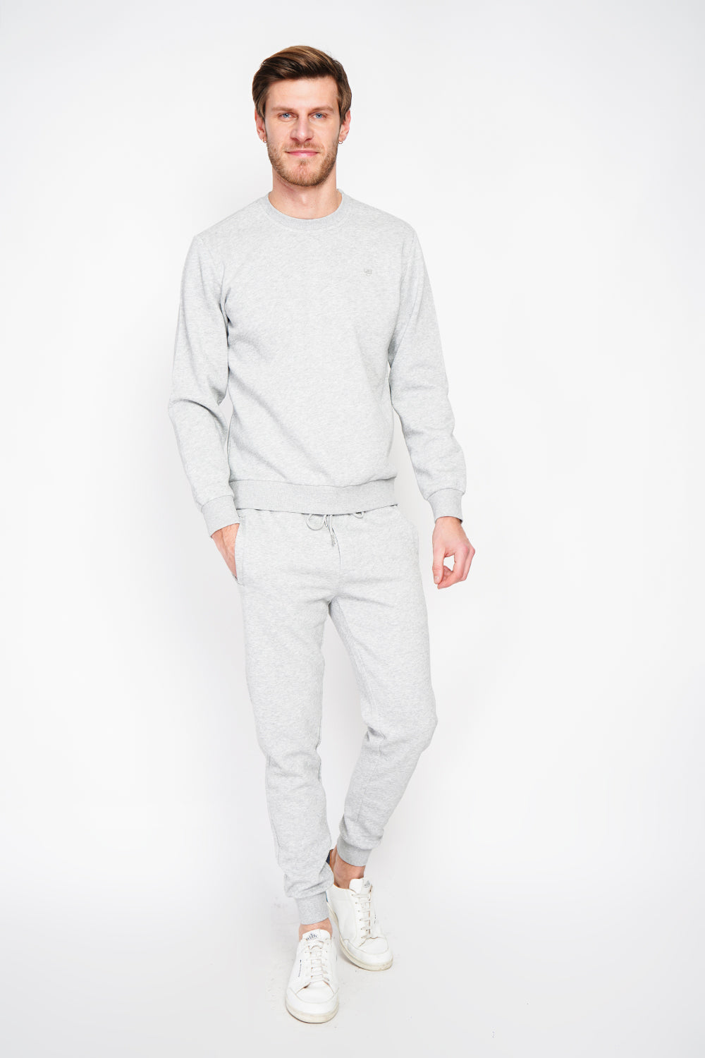 Sweat col rond molleton double face – Gris – William de Faye