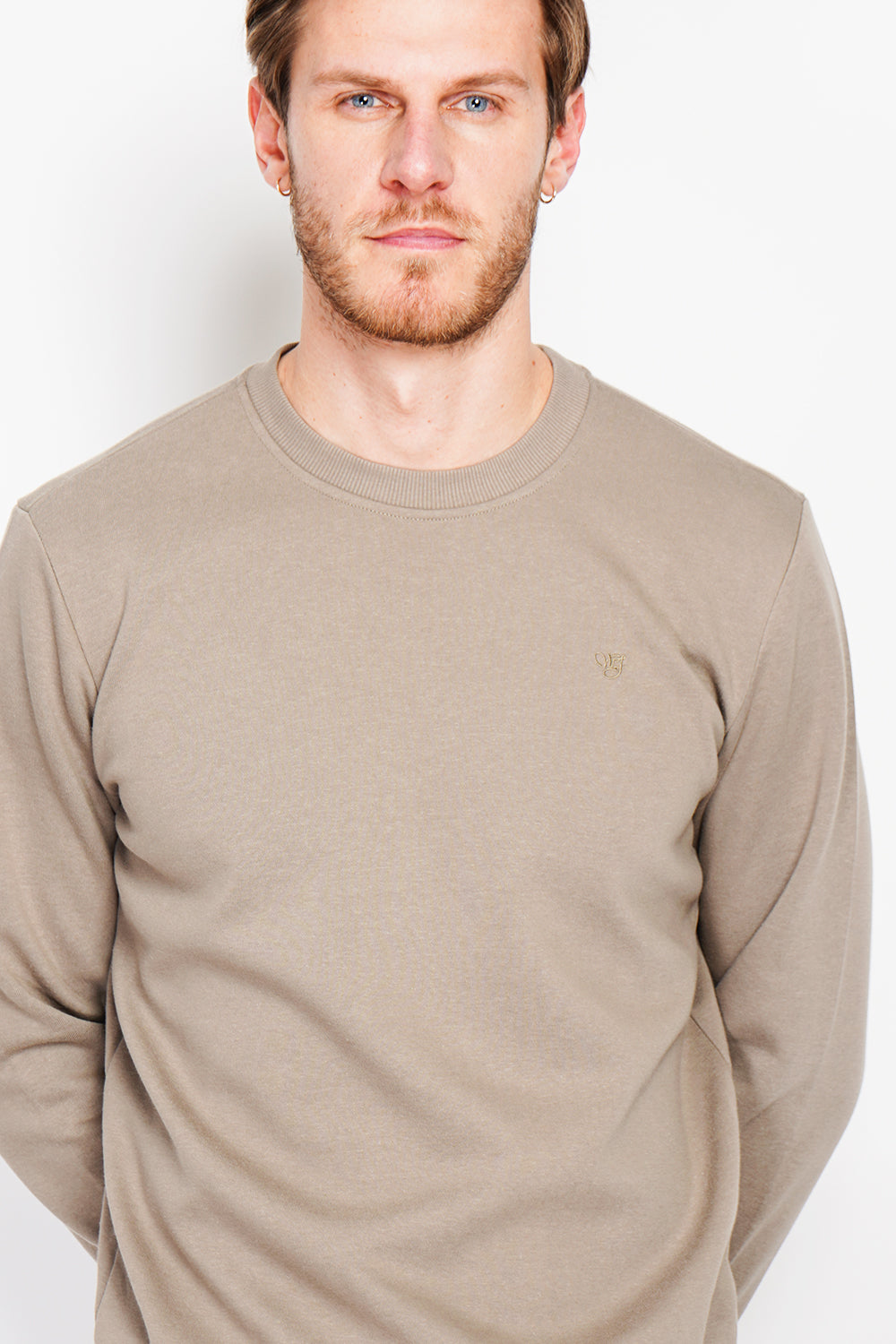 Sweat col rond molleton double face – Kaki clair – William de Faye