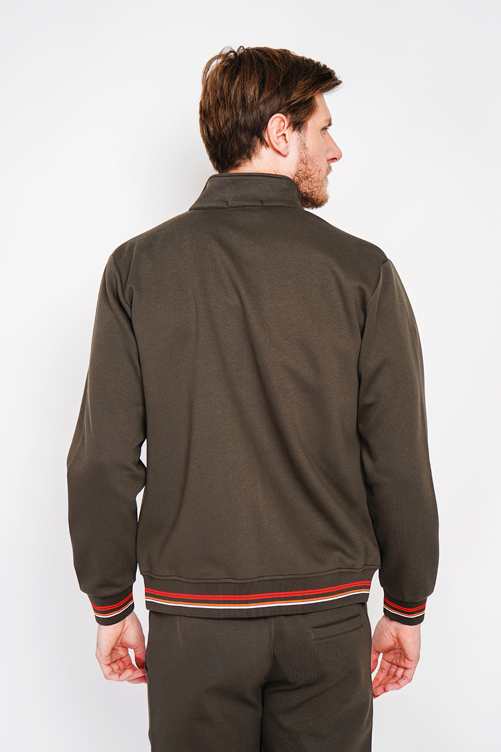 Gilet zippé col montant en molleton – Kaki – William de Faye