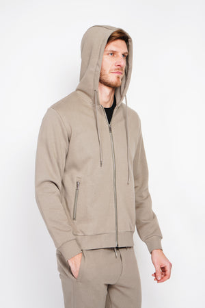 Double-sided fleece zip-up hooded vest with drawstring adjustment