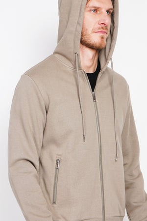 Double-sided fleece zip-up hooded vest with drawstring adjustment