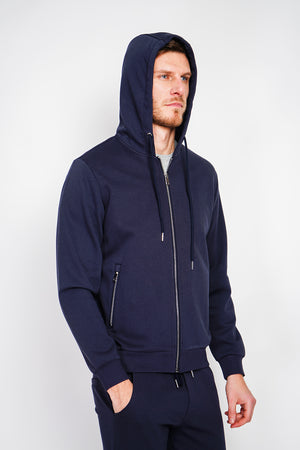 Double-sided fleece zip-up hooded vest with drawstring adjustment