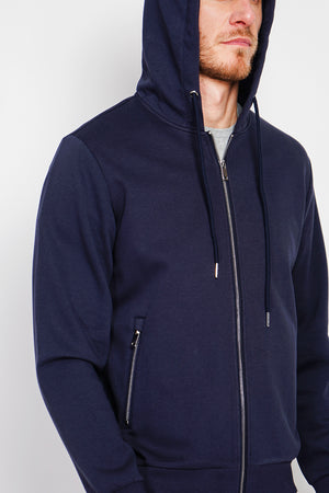 Double-sided fleece zip-up hooded vest with drawstring adjustment