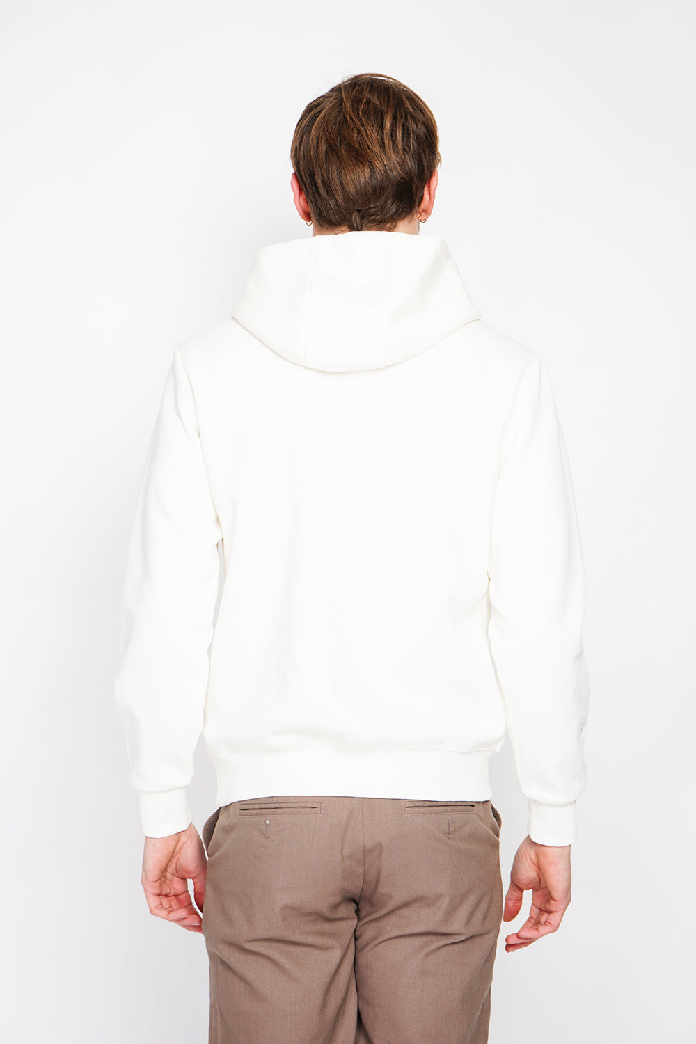 Double-sided fleece drawstring hoodie with kaguron pocket