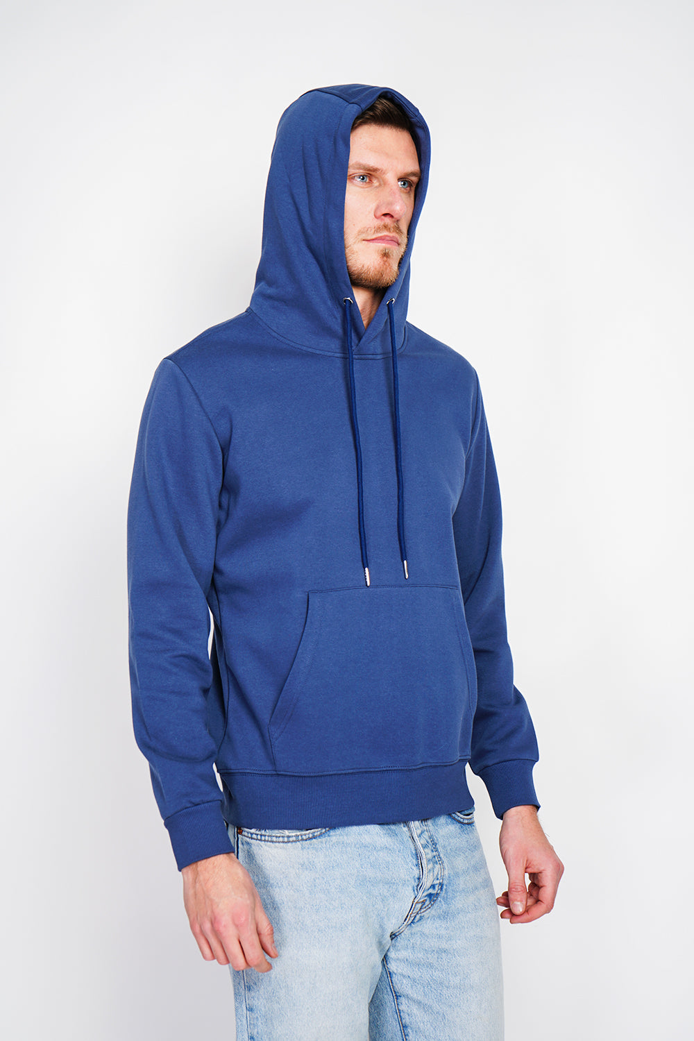 Double-sided fleece drawstring hoodie with kaguron pocket