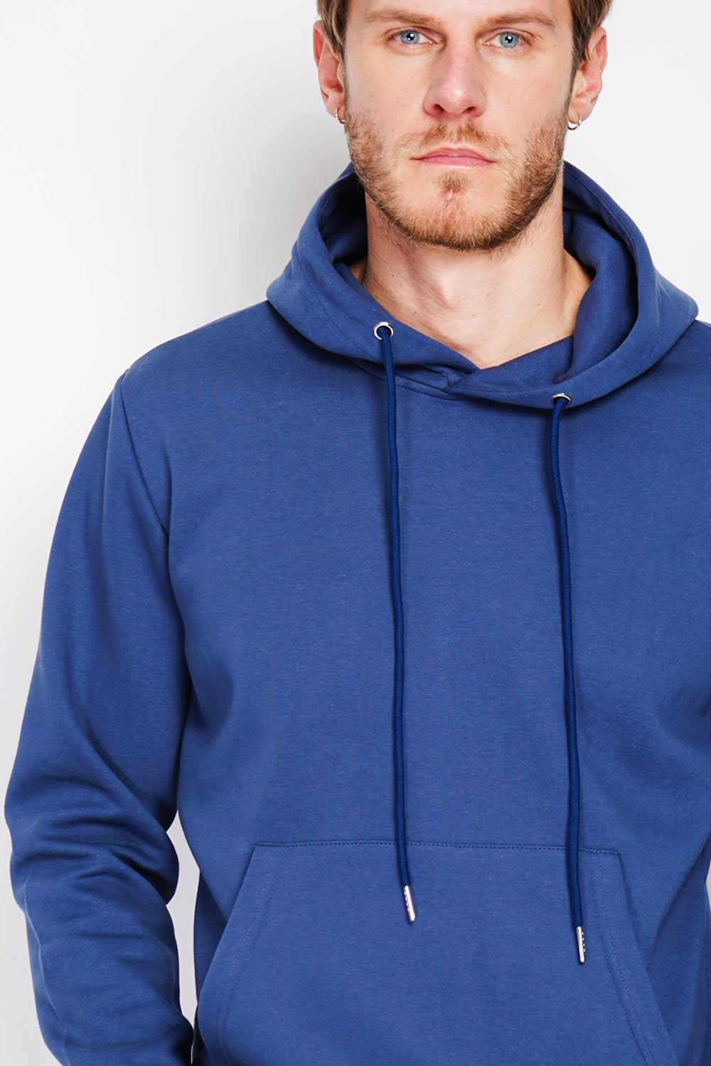 Double-sided fleece drawstring hoodie with kaguron pocket