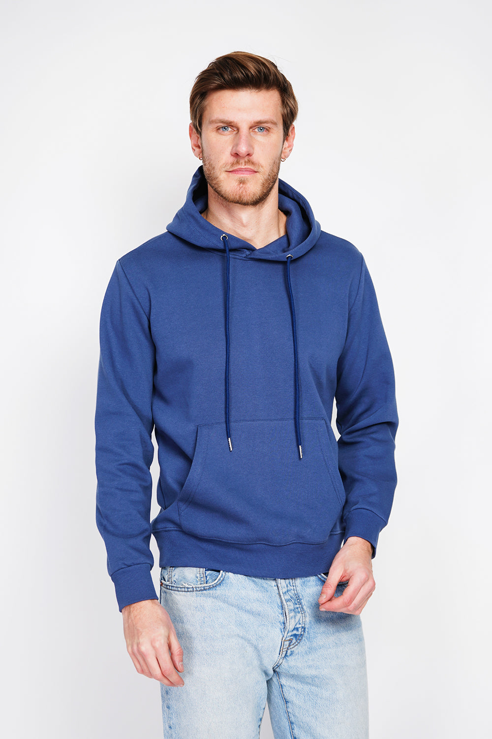 Double-sided fleece drawstring hoodie with kaguron pocket