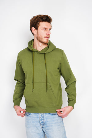 Double-sided fleece drawstring hoodie with kaguron pocket