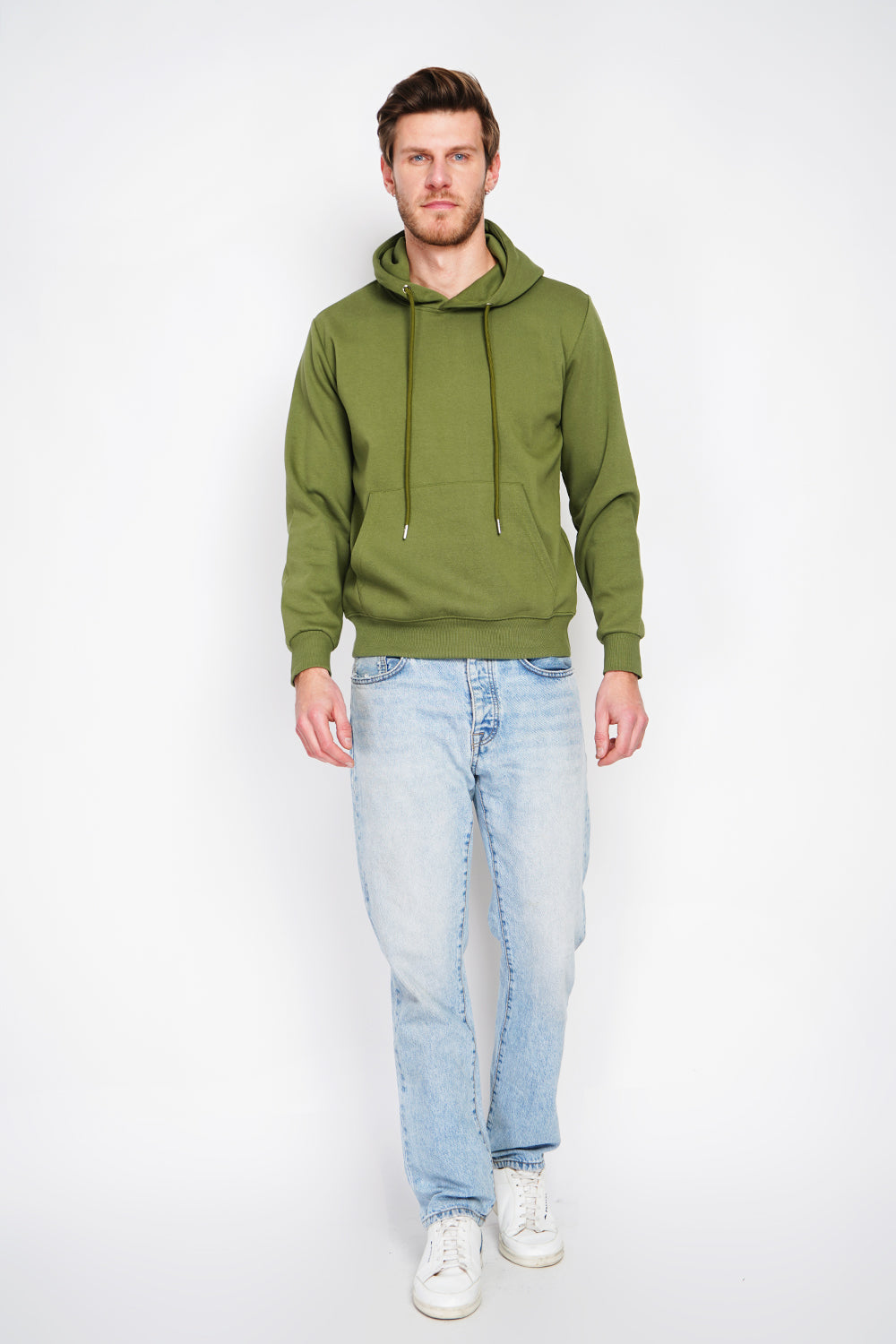 Sweat à capuche molleton poche kangourou – Vert menthe – William de Faye