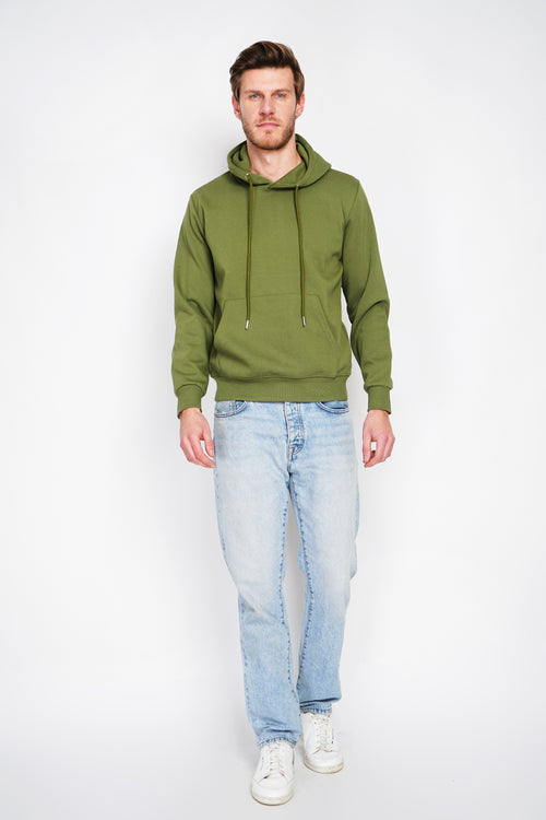 Double-sided fleece drawstring hoodie with kaguron pocket – Mint Green – William de Faye