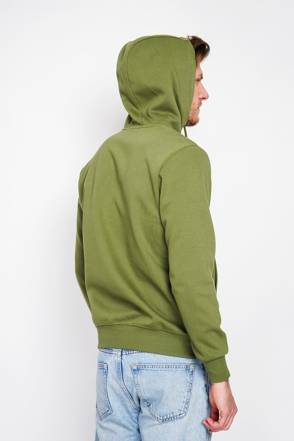 Double-sided fleece drawstring hoodie with kaguron pocket