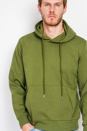 Double-sided fleece drawstring hoodie with kaguron pocket