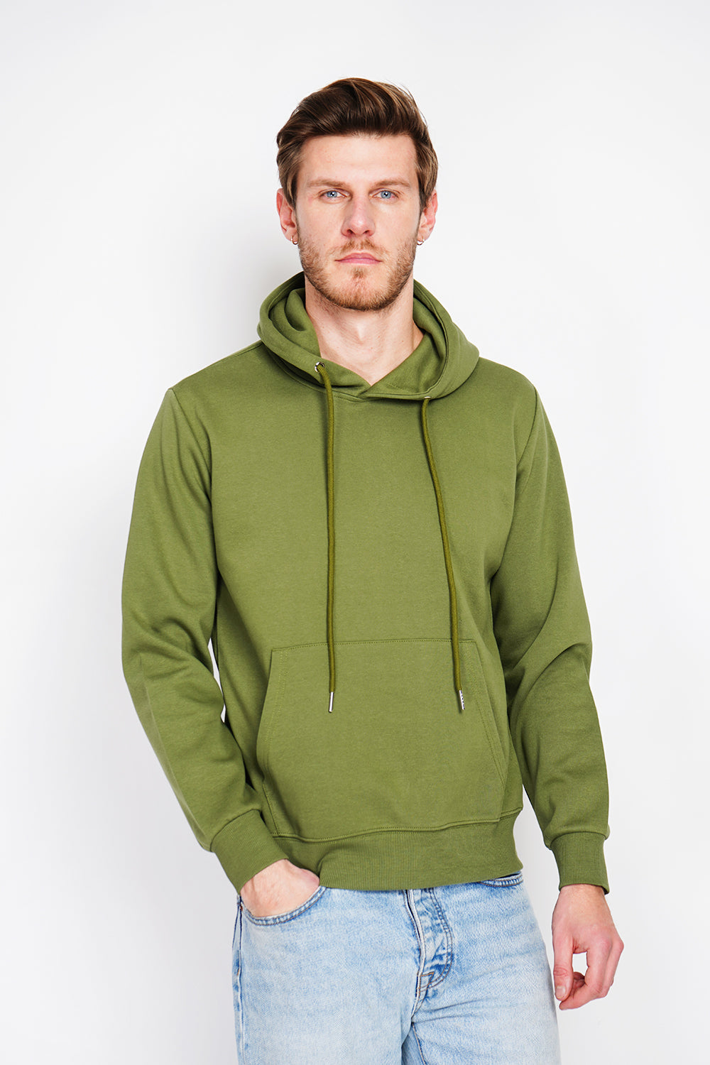 Sweat à capuche molleton poche kangourou – Vert menthe – William de Faye