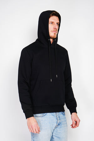 Double-sided fleece drawstring hoodie with kaguron pocket