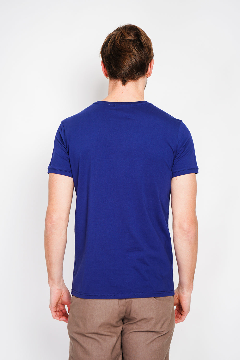 T-shirt col rond manches courtes logo poitrine – Bleu marine – William de Faye
