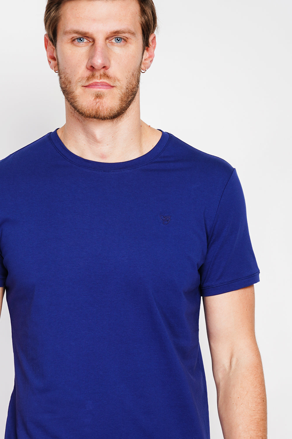 T-shirt col rond manches courtes logo poitrine – Bleu marine – William de Faye