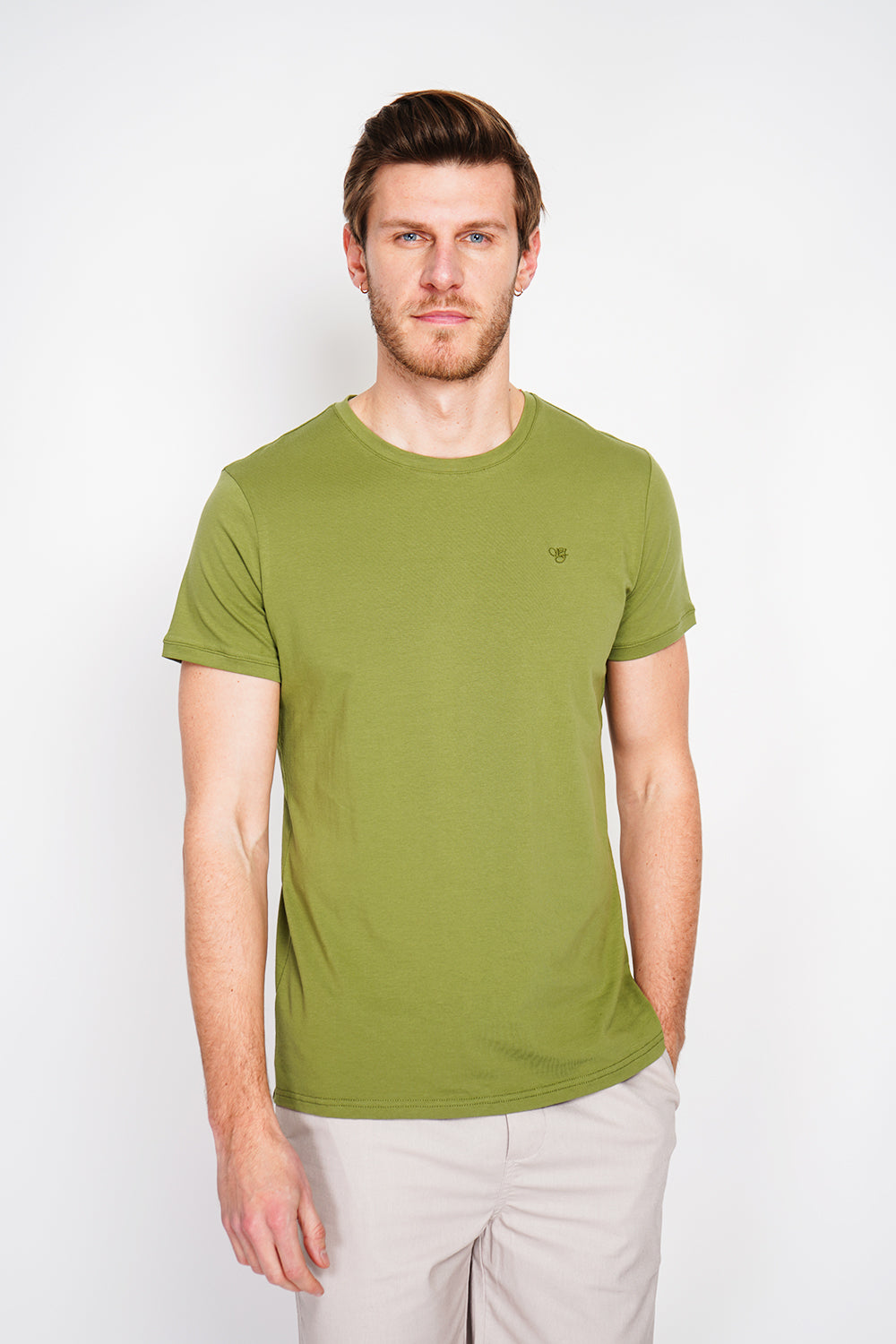T-shirt col rond manches courtes logo poitrine – Vert menthe – William de Faye
