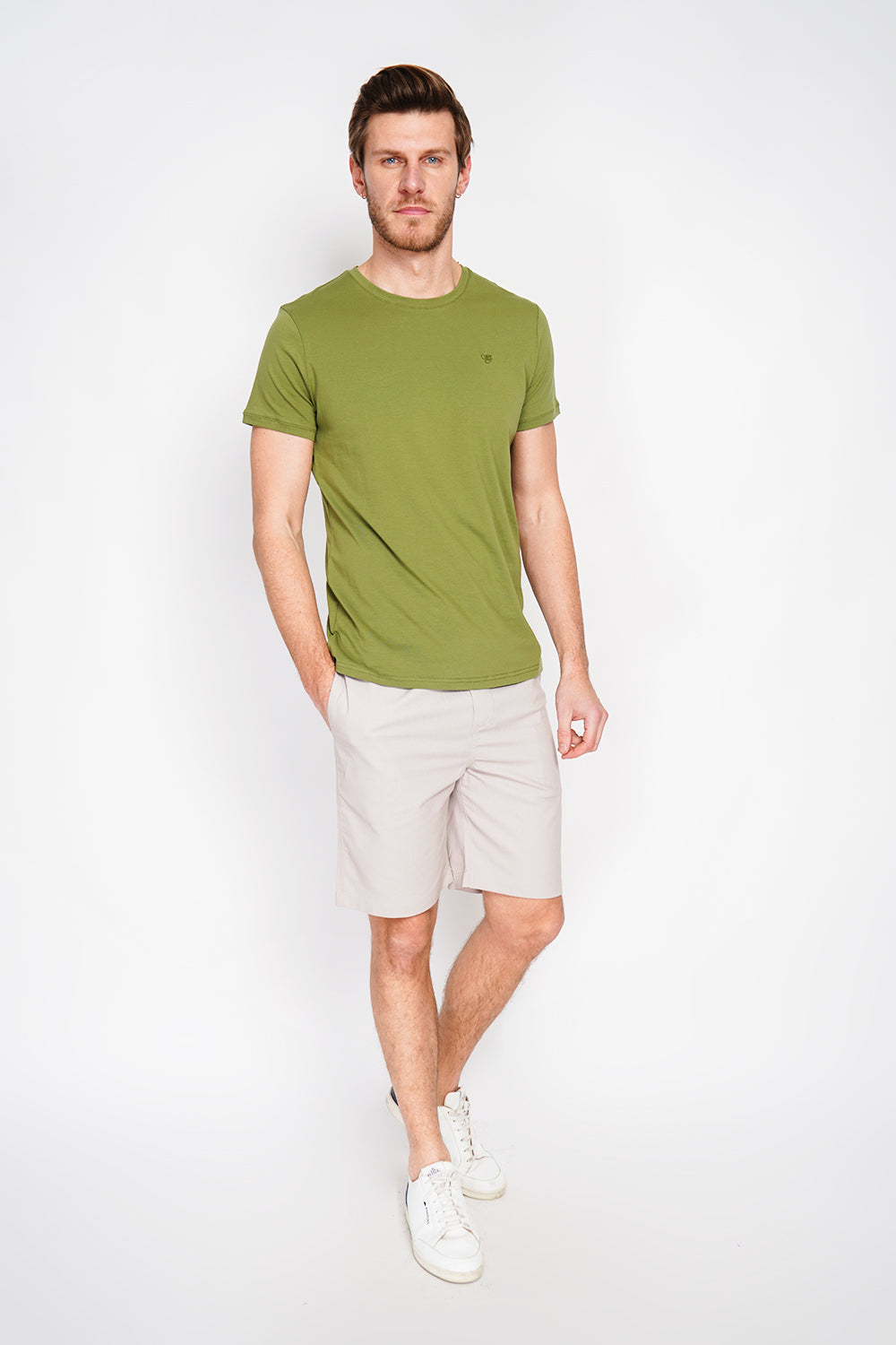 T-shirt col rond manches courtes logo poitrine – Vert menthe – William de Faye