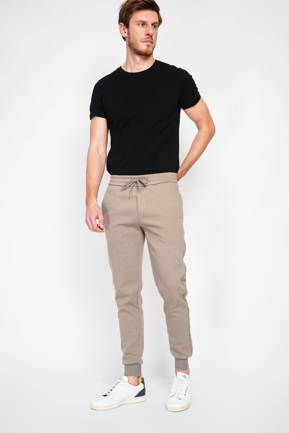 Pantalon de jogging taille élastique à cordon – Kaki clair – William de Faye