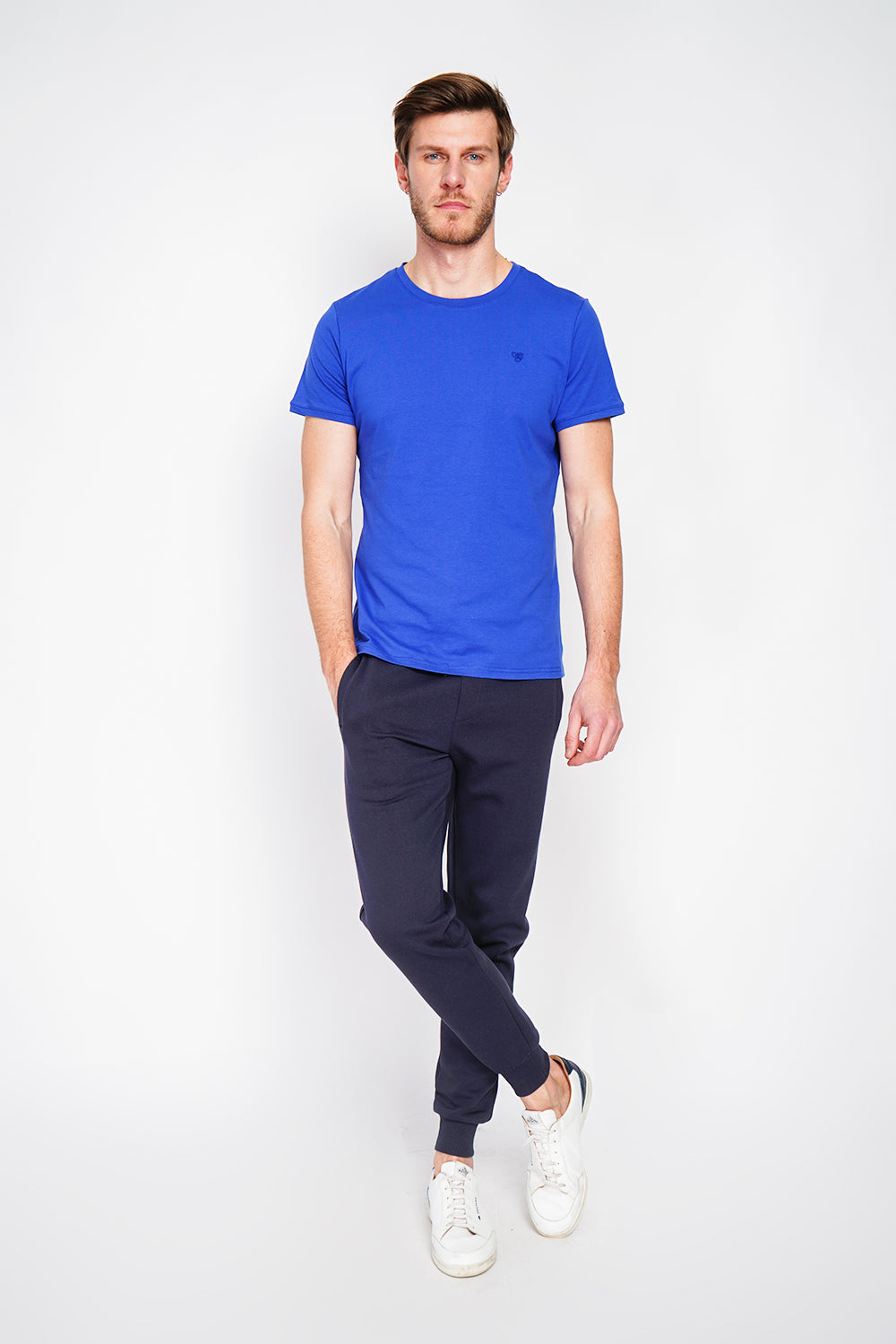 Pantalon de jogging taille élastique à cordon – Bleu marine – William de Faye
