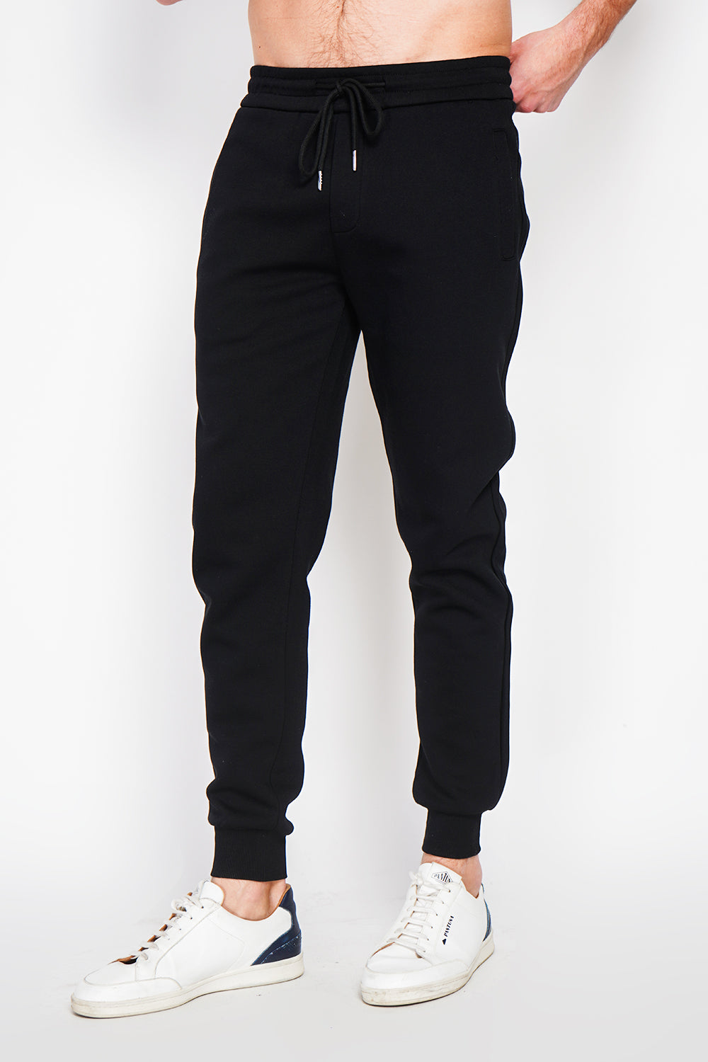 Jogging pants, elastic waist with drawstring with side pockets