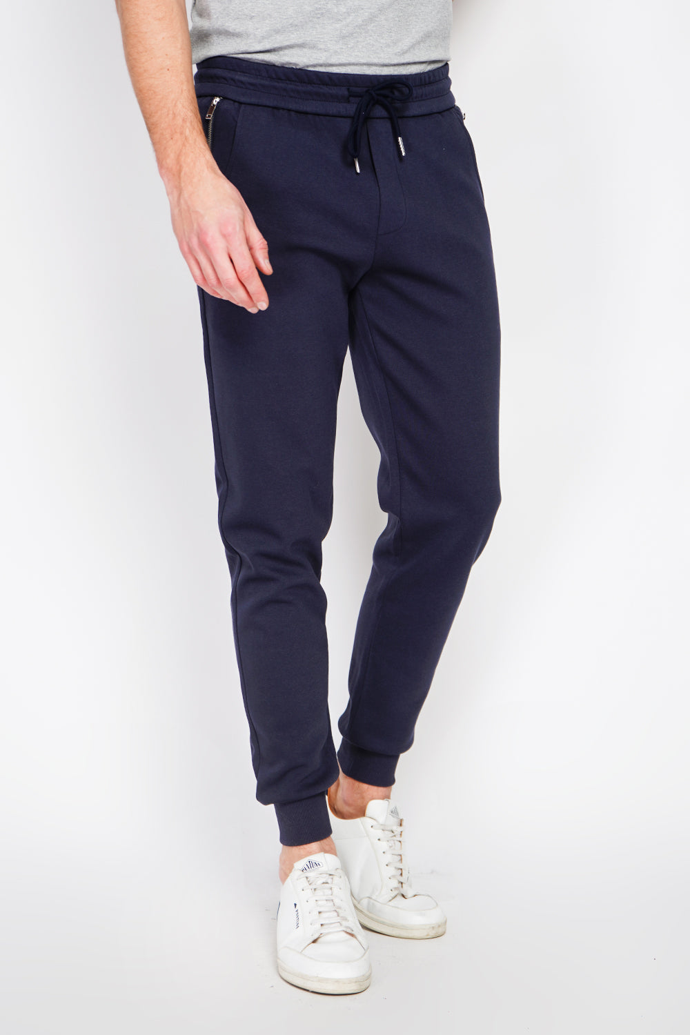 Pantalon de jogging ajusté poche zippée – Bleu marine – William de Faye