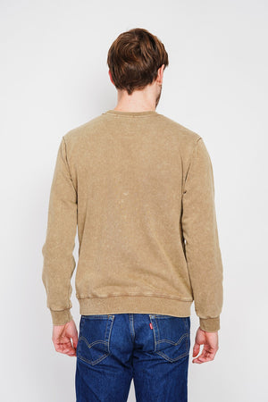 Washed effect round neck sweatshirt with long sleeves