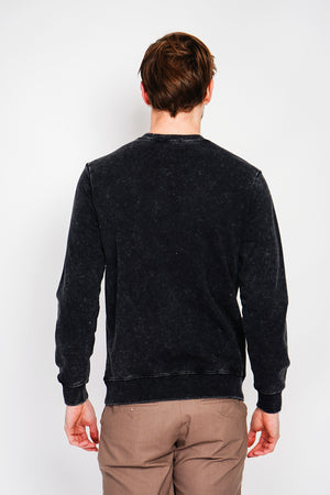 Washed effect round neck sweatshirt with long sleeves