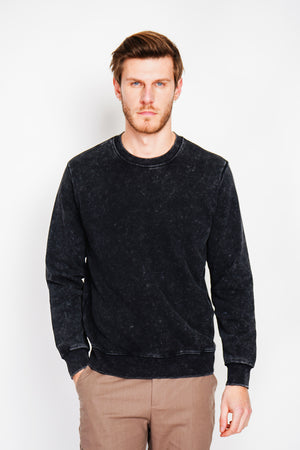 Washed effect round neck sweatshirt with long sleeves