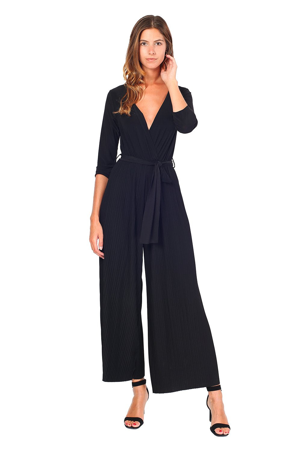 FAKE HEART-CACHE V-NECK JUMPSUIT WITH BACK OPENING