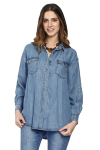 JEAN SHIRT WITH FRONT POCKETS