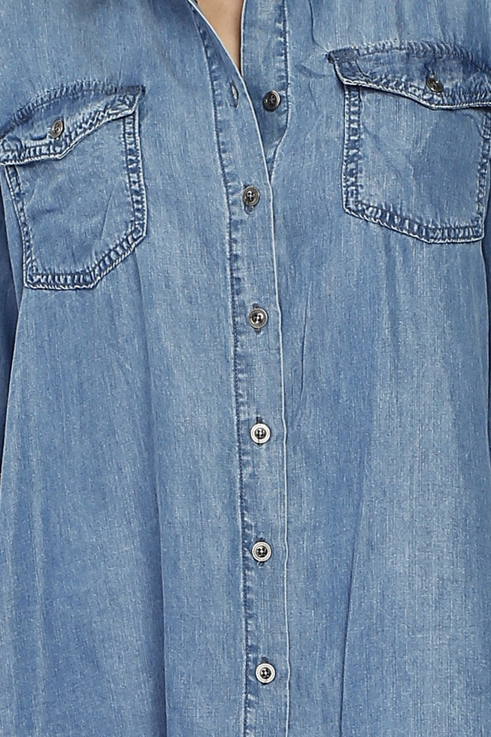 JEAN SHIRT WITH FRONT POCKETS