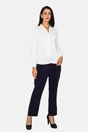 One-tone satin blouse with button
