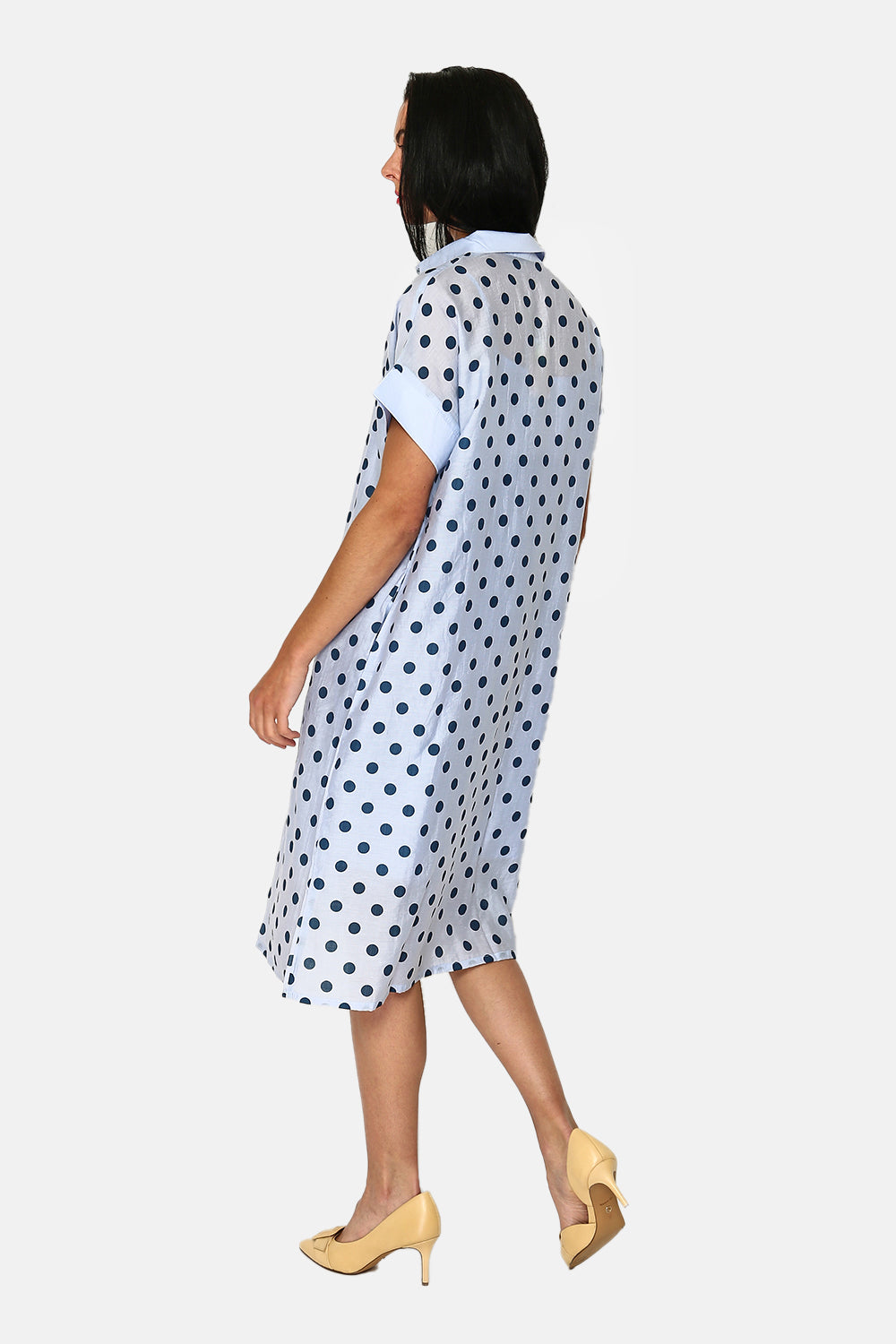Polka dot print shirt dress + matching strap