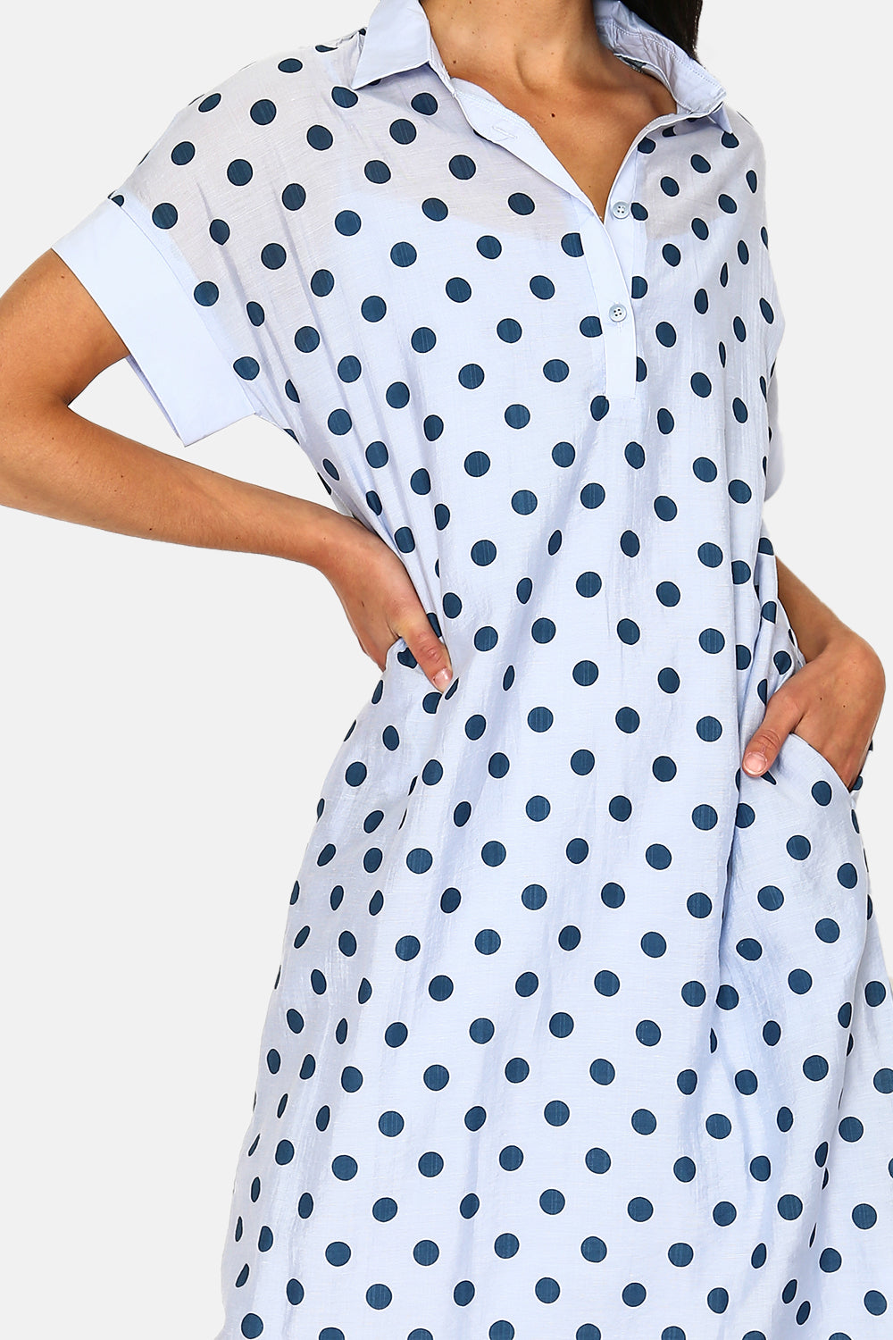 Polka dot print shirt dress + matching strap