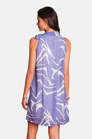 Bare Collar Design Print Dress