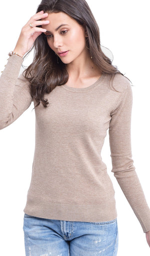 ROUND COLLAR SWEATER WITH BUTTONS ON SLEEVES