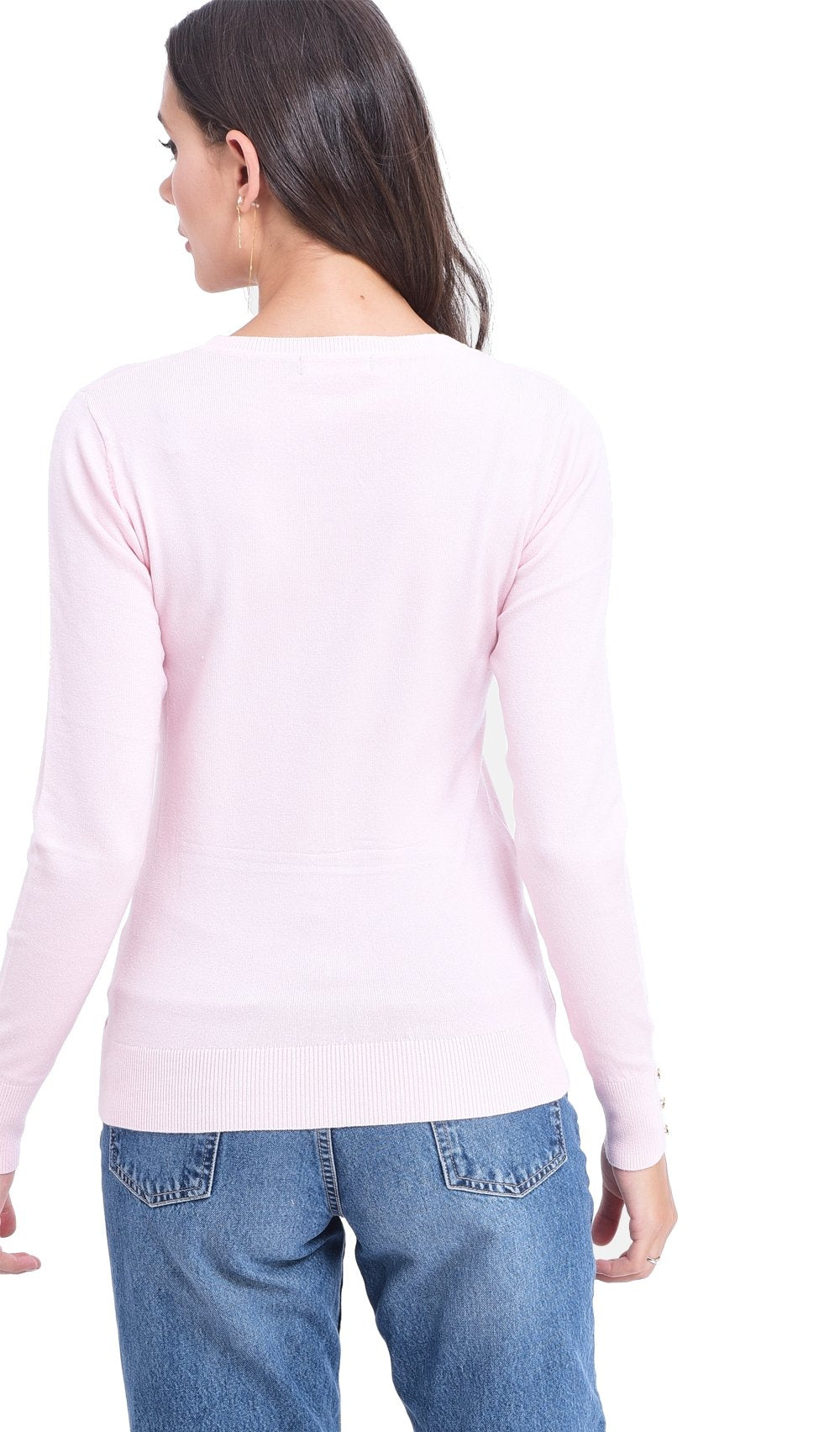 ROUND COLLAR SWEATER WITH BUTTONS ON SLEEVES