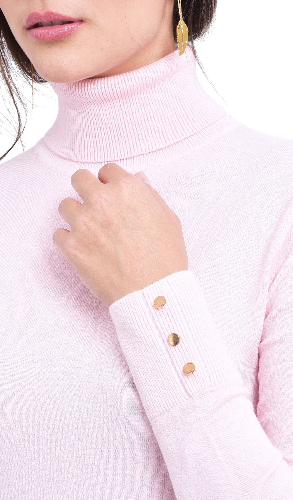 TURTLENECK SWEATER WITH BUTTONS ON SLEEVES