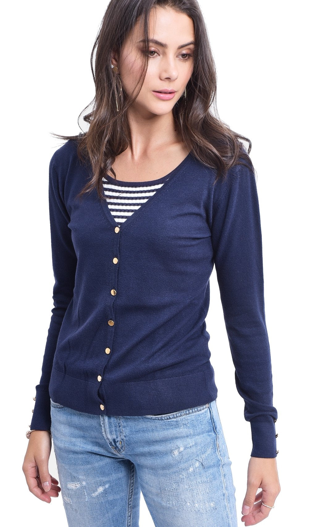 V-NECK BUTTONED CARDIGAN WITH BUTTONS ON SLEEVES