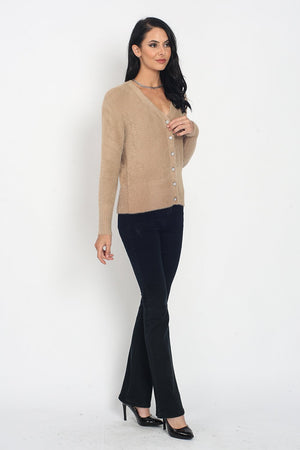 V-NECK SWEATER WITH GLITZ BUTTONS