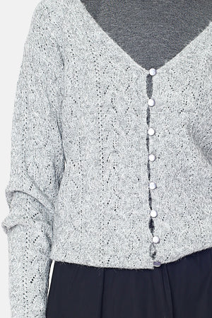Fancy knit cardigan To wear as a cardigan with a V neckline in front or as a sweater with an opening in the back