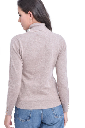 TURTLENECK BASIC SWEATER WITH BUTTONS ON SLEEVES