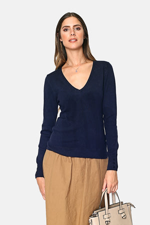 V-NECK SWEATER WITH BUTTONS ON CUFFS