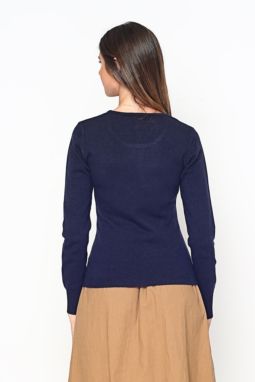 LOW V-NECK SWEATER WITH BUTTONS ON COLLAR