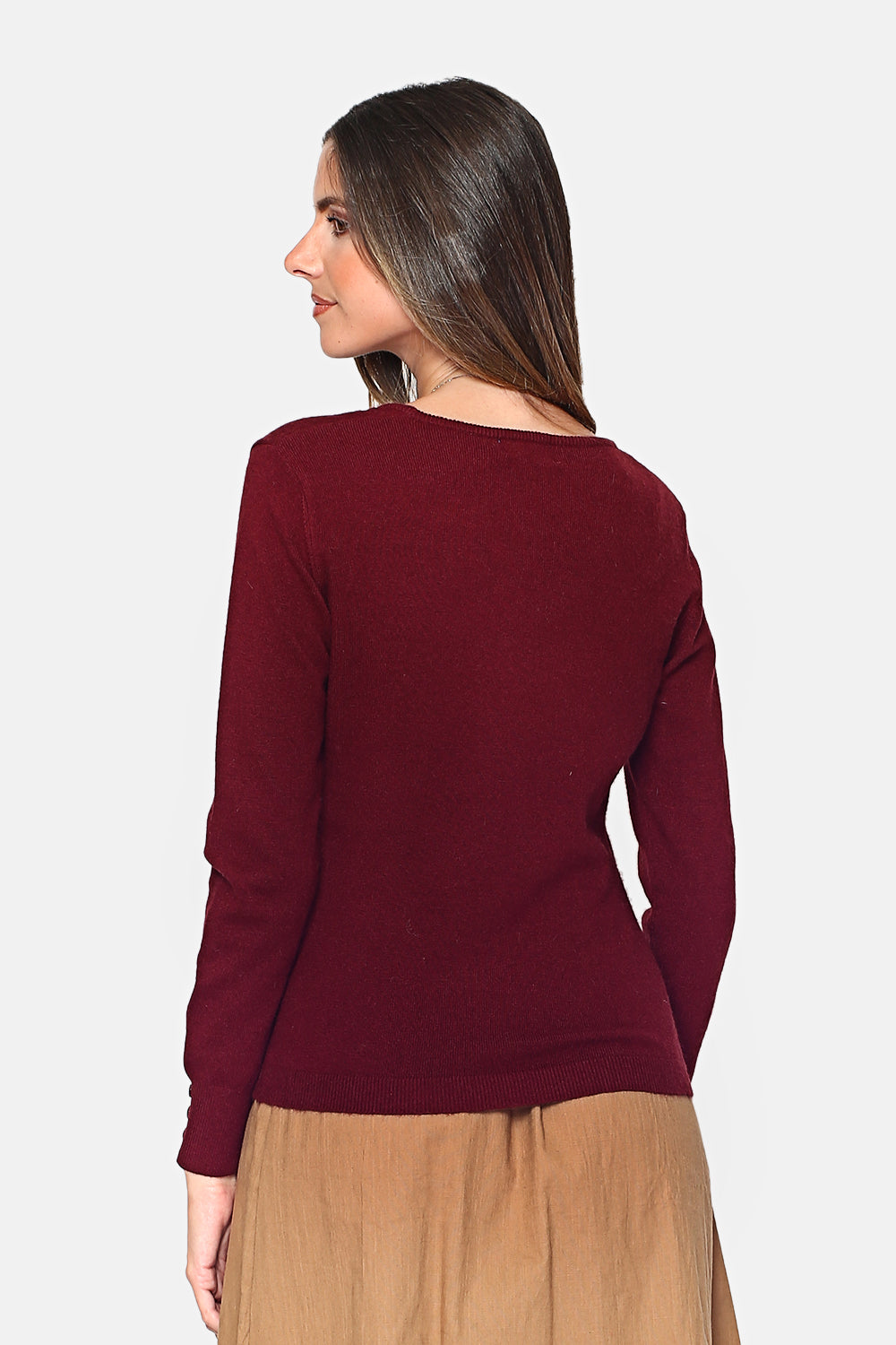 LOW V-NECK SWEATER WITH BUTTONS ON COLLAR