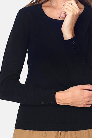 ROUND NECK SWEATER WITH BUTTONS ON CUFFS