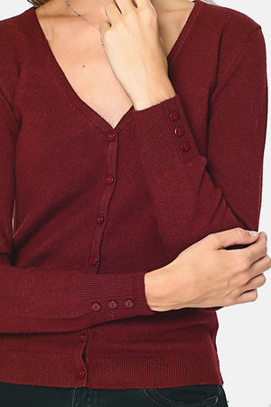 V-NECK CARDIGAN WITH BUTTONS ON CUFFS