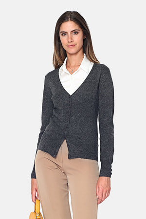 V-NECK CARDIGAN WITH BUTTONS ON CUFFS