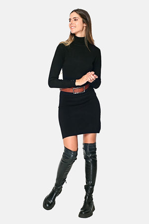 TURTLENECK DRESS WITH BUTTONS ON CUFFS